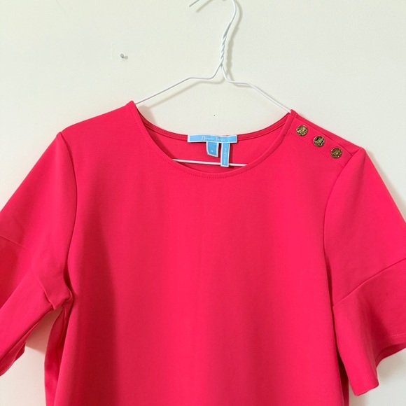 Draper James Bell Sleeve Fuchsia Pink Shift Dress - Picture 5 of 7